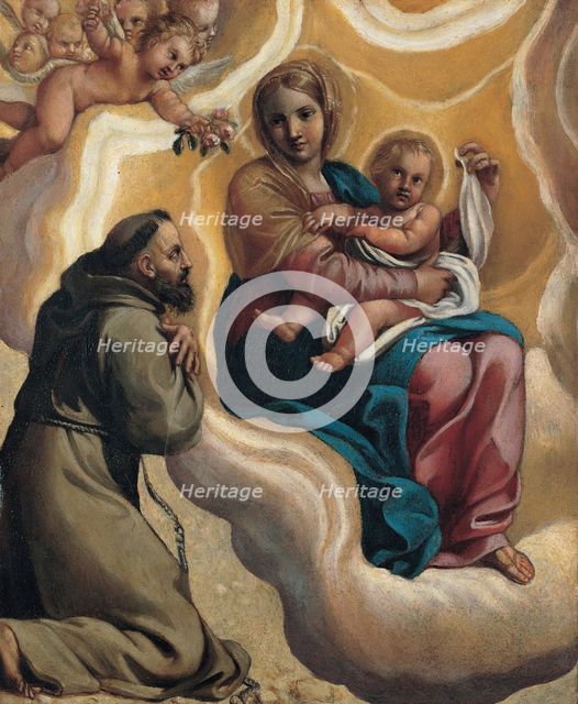 Madonna with the Child and Saint Francis, 1605. Artist: Carracci, Antonio Marziale (1583-1618)