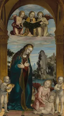 Madonna Adoring the Child with Musical Angels, about 1500-1510. Creator: Bernardino Zenale