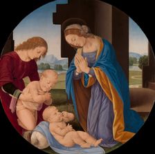 Madonna Adoring the Child with the Infant Saint John the Baptist and an Angel, Early 1490s. Creator: Lorenzo di Credi
