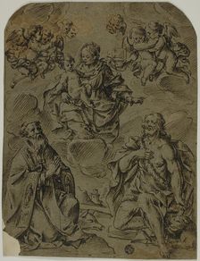 Madonna and Child Adored by Saints Anthony and John the Baptist, 1600/1625. Creator: Unknown
