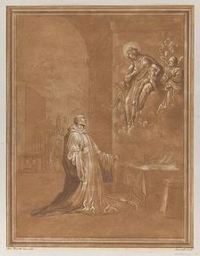 Madonna and child appearing before a kneeling saint, after Bernardino Poccetti, ca. 1766. Creator: Andrea Scacciati