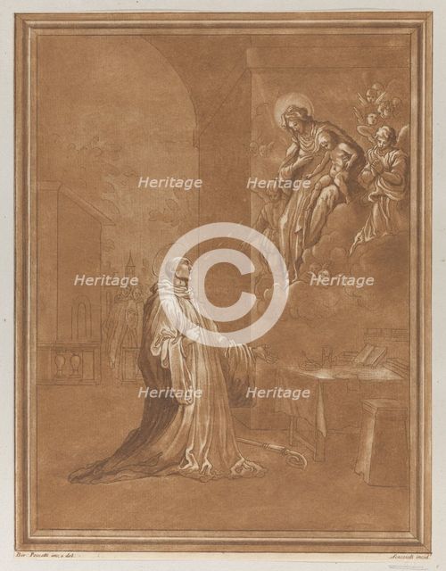 Madonna and child appearing before a kneeling saint, after Bernardino Poccetti, ca. 1766. Creator: Andrea Scacciati.