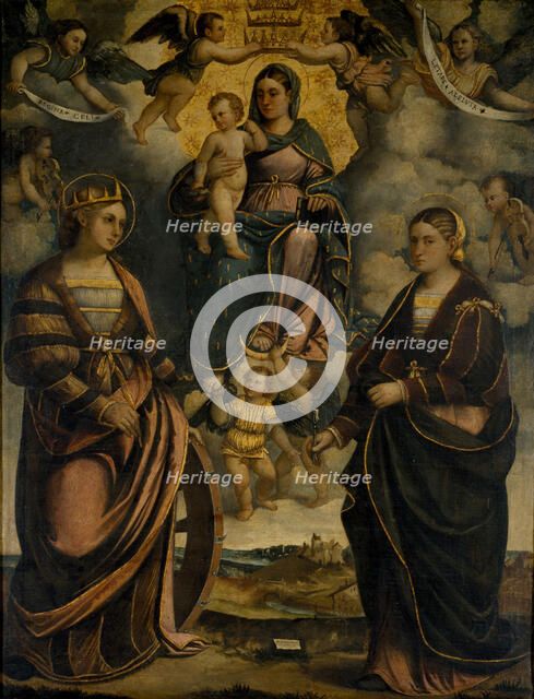 Madonna and Child between the saints Catherine and Apollonia, 1526. Creator: Dal Toso, Girolamo (1480-1548).
