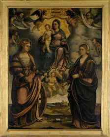 Madonna and Child between the saints Catherine and Apollonia, 1526. Creator: Dal Toso, Girolamo (1480-1548)