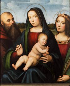 Madonna and Child between Saints Anthony the Great and Catherine of Alexandria, 16th century. Creator: De Boateri, Jacopo (around 1480-1530)