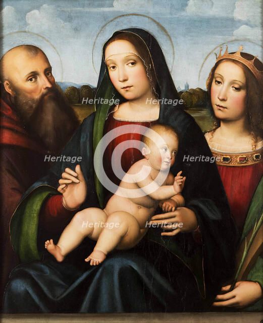 Madonna and Child between Saints Anthony the Great and Catherine of Alexandria, 16th century. Creator: De' Boateri, Jacopo (around 1480-1530).