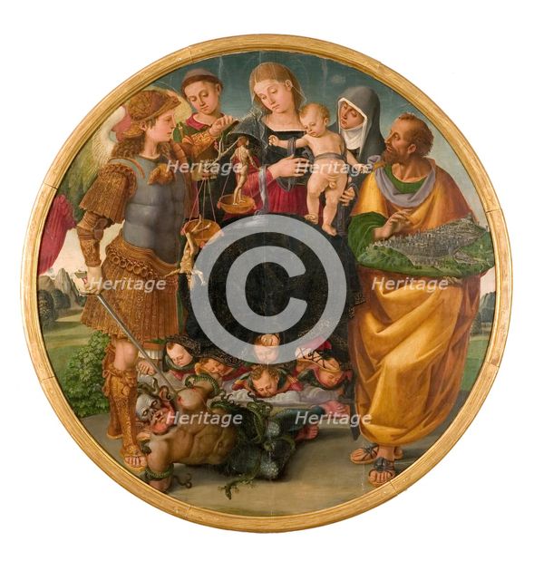 Madonna and Child between Saints (Tondo Signorelli), 1510-1515. Creator: Signorelli, Luca (ca 1441-1523).