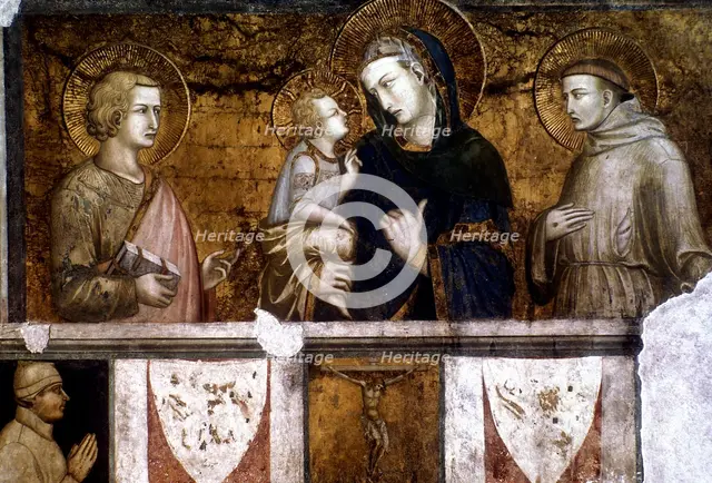 'Madonna and Child between St Francis and St John the Evangelist', c1320s. Artist: Pietro Lorenzetti