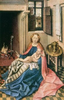 Madonna and Child before a Fireplace 1430s. Artist: Robert Campin