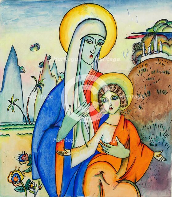 Madonna and Child, c. 1917. Creator: Kandinsky, Wassily Vasilyevich (1866-1944).