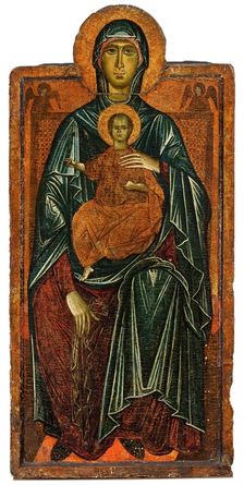 Madonna and Child Enthroned and Two Angels, c1275. Creator: Master of the Bigallo Crucifix