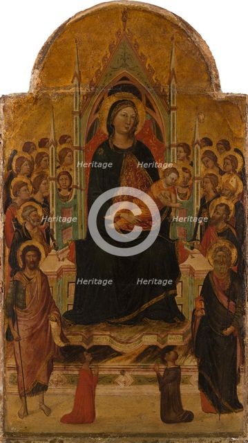 Madonna and Child Enthroned with Angels, Saints and Donors, before 1330. Creator: Jacopo del Casentino.