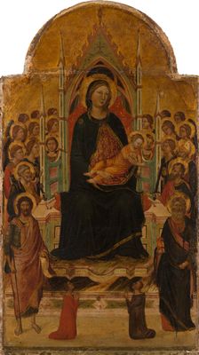 Madonna and Child Enthroned with Angels, Saints and Donors, before 1330. Creator: Jacopo del Casentino