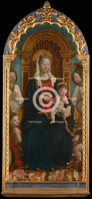 Madonna and Child Enthroned with Four Angels, 1475-1480. Creator: Spanzotti, Giovanni Martino (ca 1455-ca 1528).