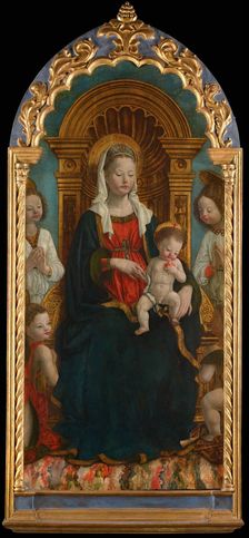 Madonna and Child Enthroned with Four Angels, 1475-1480. Creator: Spanzotti, Giovanni Martino (ca 1455-ca 1528)