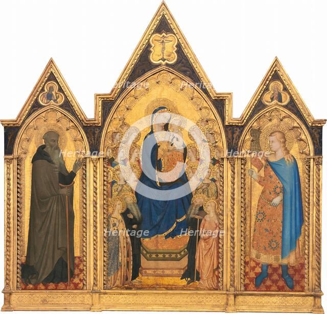 Madonna and Child Enthroned with Saints and Angels, and Saints Anthony Abbot..., 1354. Creators: Puccio di Simone, Allegretto Nuzi.