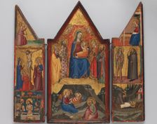 Madonna and Child Enthroned with Saints... , and (below) the Nativity..., ca. 1380-90. Creator: Matteo di Pacino