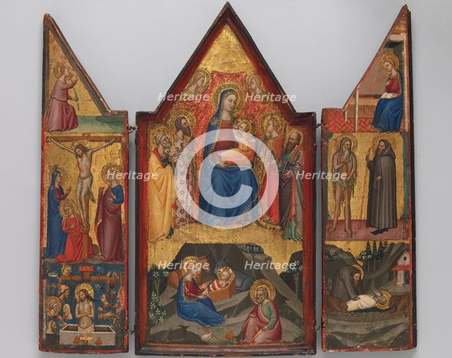 Madonna and Child Enthroned with Saints... , and (below) the Nativity..., ca. 1380-90. Creator: Matteo di Pacino.