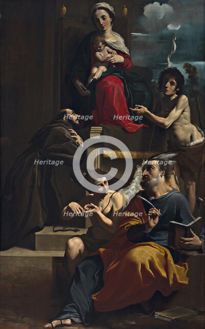 Madonna and Child Enthroned with Saints Francis, Matthew and John the Baptist, ca 1624.