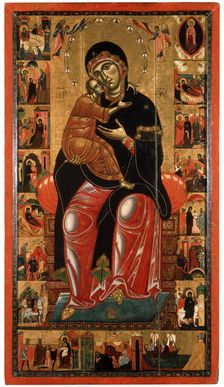 Madonna and Child Enthroned (with seventeen Scenes from the Life of the Virgin) 13th century. Artist: Master of Florence