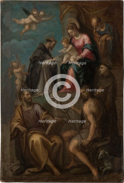 Madonna and Child Enthroned, with SS. Joseph, Domenic, Bartholomew, John..., c1550-1600. Creator: Italian Master.
