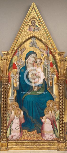 Madonna and Child Enthroned with Twelve Angels, and with the Blessing..., shortly before 1387. Creator: Agnolo Gaddi.