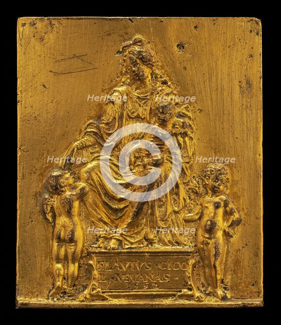 Madonna and Child Enthroned with Two Angels, 1552. Creator: Moderno.