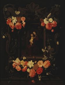 Madonna and Child Framed a Garland of Flowers, 1644. Creator: Erasmus Quellinus