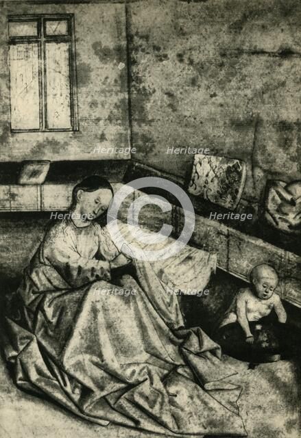 Madonna and child in an interior, early 15th century?, (1943). Creator: School of Konrad Witz.