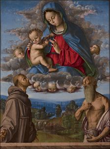 Madonna and Child in glory with the Saints Francis and Jerome, 1512. Creator: Zaganelli, Francesco (ca 1470-1532)