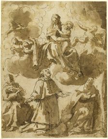 Madonna and Child in Glory, with Three Male Saints Below, n.d. Creator: Unknown