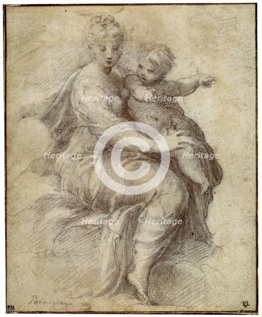 'Madonna and Child on the Clouds', c1525. Artist: Parmigianino    