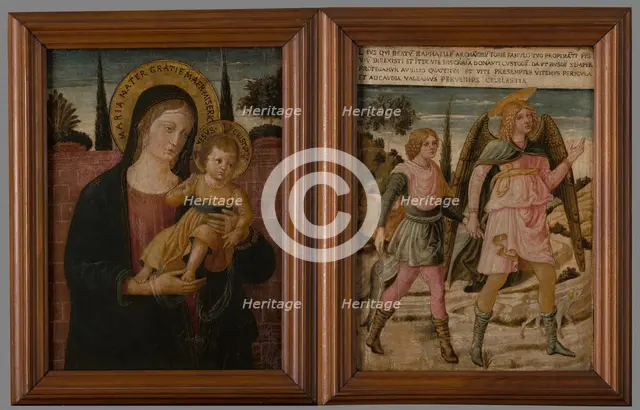 Madonna and Child (Obverse) and Tobias with Archangel Raphael (Reverse), c1460. Creator: Benozzo Gozzoli.