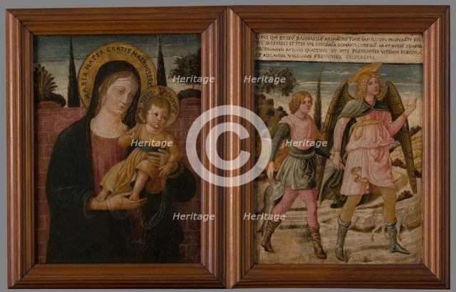 Madonna and Child (Obverse) and Tobias with Archangel Raphael (Reverse), c1460. Creator: Benozzo Gozzoli.