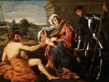 Madonna and Child, Saint John the Baptist and Saint George early 1530s. Artist: Paris Bordone