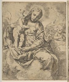 Madonna and Child seated on clouds and surrounded by angels, copy in reverse a..., ca.1639 or after. Creator: Unknown
