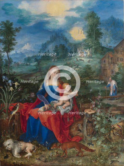 Madonna and Child with the Animals (after Dürer), 1604. Creator: Brueghel, Jan, the Elder (1568-1625).