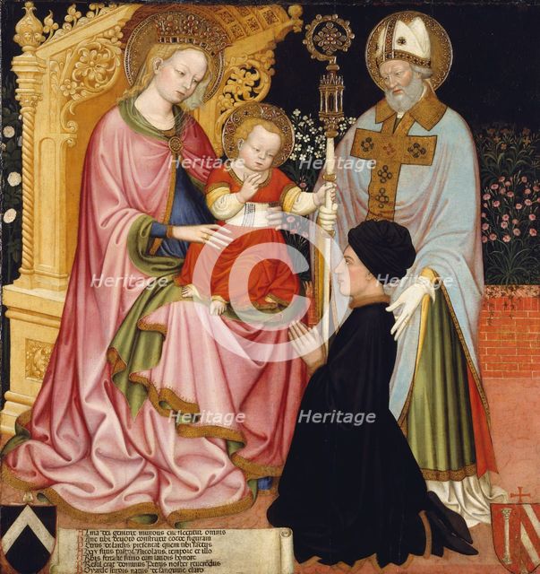 Madonna and Child with the Donor, Pietro de' Lardi, Presented by Saint Nicholas, ca. 1420-30. Creators: Michele dai Carri, Master G.Z..