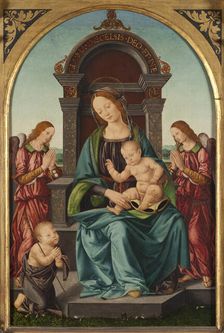 Madonna and Child with the Infant St John and Angels. Creator: Lorenzo di Credi