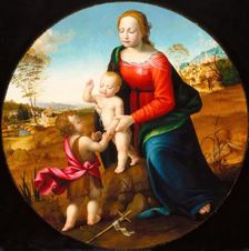 Madonna and Child with the Infant Saint John the Baptist, about 1500. Creators: Giuliano Bugiardini, Franciabigio