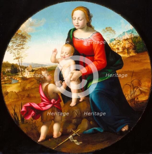 Madonna and Child with the Infant Saint John the Baptist, about 1500. Creators: Giuliano Bugiardini, Franciabigio.