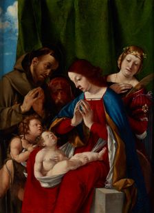 Madonna and Child with the Saints John the Baptist, Francis of Assisi, Joseph (?)..., c1508. Creator: Lorenzo Lotto