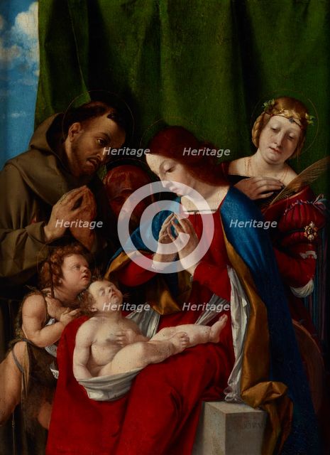 Madonna and Child with the Saints John the Baptist, Francis of Assisi, Joseph (?)..., c1508. Creator: Lorenzo Lotto.