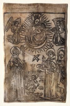 Madonna and Child with Three Members of the St. Augustine Order: Saints Augustine..., 1400s. Creator: Unknown