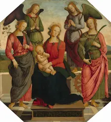 Madonna and Child with Two Angels, Saint Rose, and Saint Catherine of Alexandria, early 16th century Creator: School of Perugino