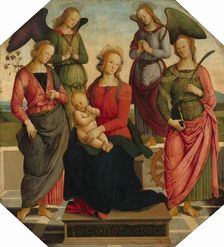 Madonna and Child with Two Angels, Saint Rose, and Saint Catherine of Alexandria, early 16th century Creator: School of Perugino