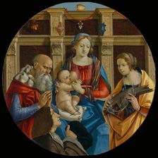 Madonna and Child with a Male Saint, Catherine of Alexandria and a Donor, about 1496. Creator: Michelangelo di Pietro Membrini