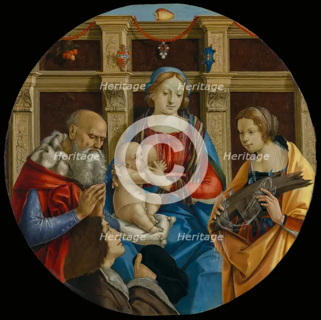 Madonna and Child with a Male Saint, Catherine of Alexandria and a Donor, about 1496. Creator: Michelangelo di Pietro Membrini.