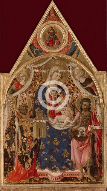 Madonna and Child, with a Bishop, St John the Baptist and Angels, Early 15th cen.. Artist: Antonio da Firenze (15th century)