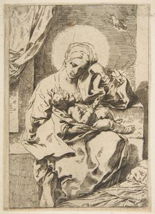 Madonna and Child with a bird, copy in reverse after Cantarini, ca. 1635-1636 or after. Creator: Unknown